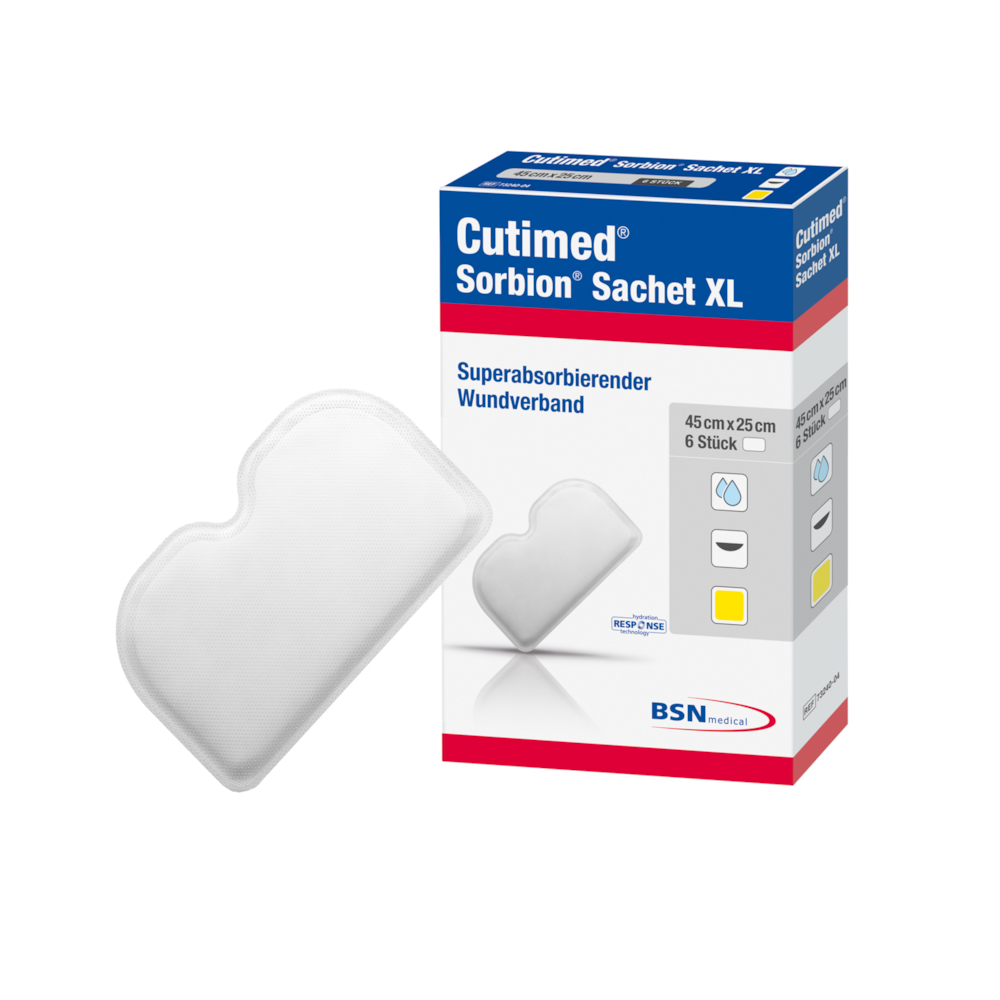 Absorberende bandage, Cutimed Sorbion Sachet XL, 25x45cm, hvid, steril, engangs