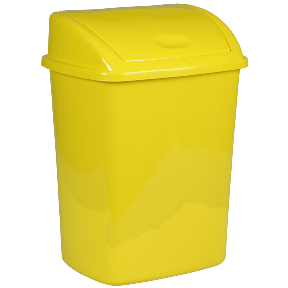 Affaldsspand, gul, plast, 26 l, med sving låg, forberedt til vægmontering