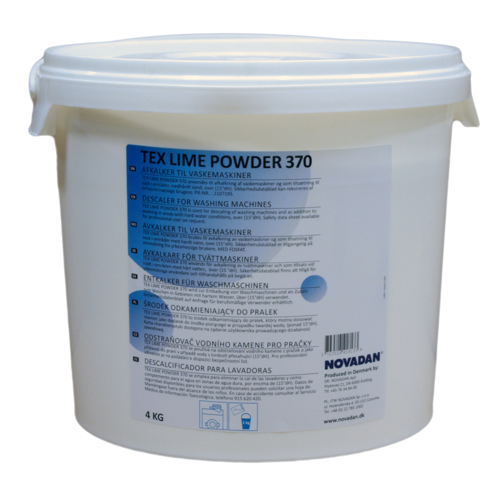Blødgøringsmiddel , Novadan Tex Lime Powder 370, til vaskemaskine, uden farve og parfume, 3,5 kg