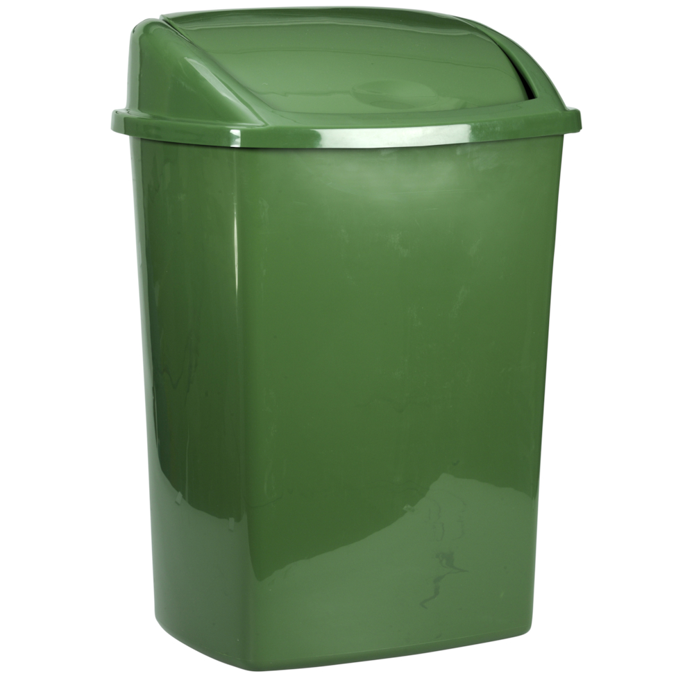 Affaldsspand, 50 l, mørkegrøn, plast, 50 l, med sving låg, forberedt til vægmontering