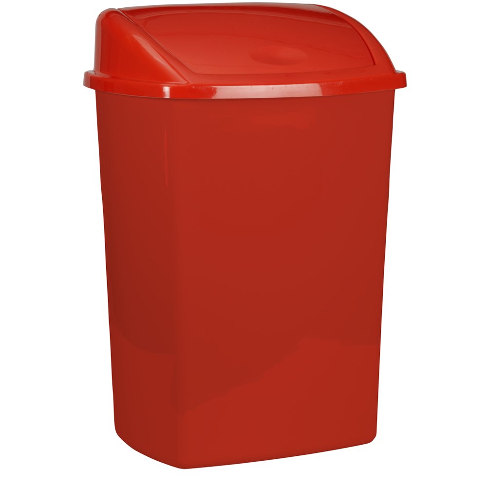 Affaldsspand, 50 l, rød, plast, 50 l, med sving låg, forberedt til vægmontering