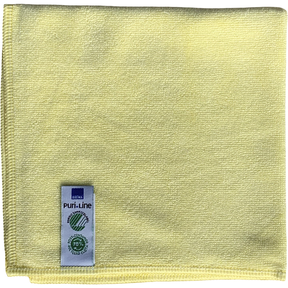 Rengøringsklud, ABENA Puri-Line Soft, 32x32cm, gul, mikrofiber, 70% genanvendt