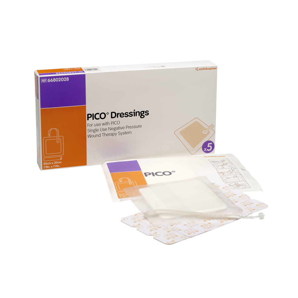 Negativ trykterapi, Pico 7, 20x20cm, bandagepakke med 5 bandager, steril, engangs