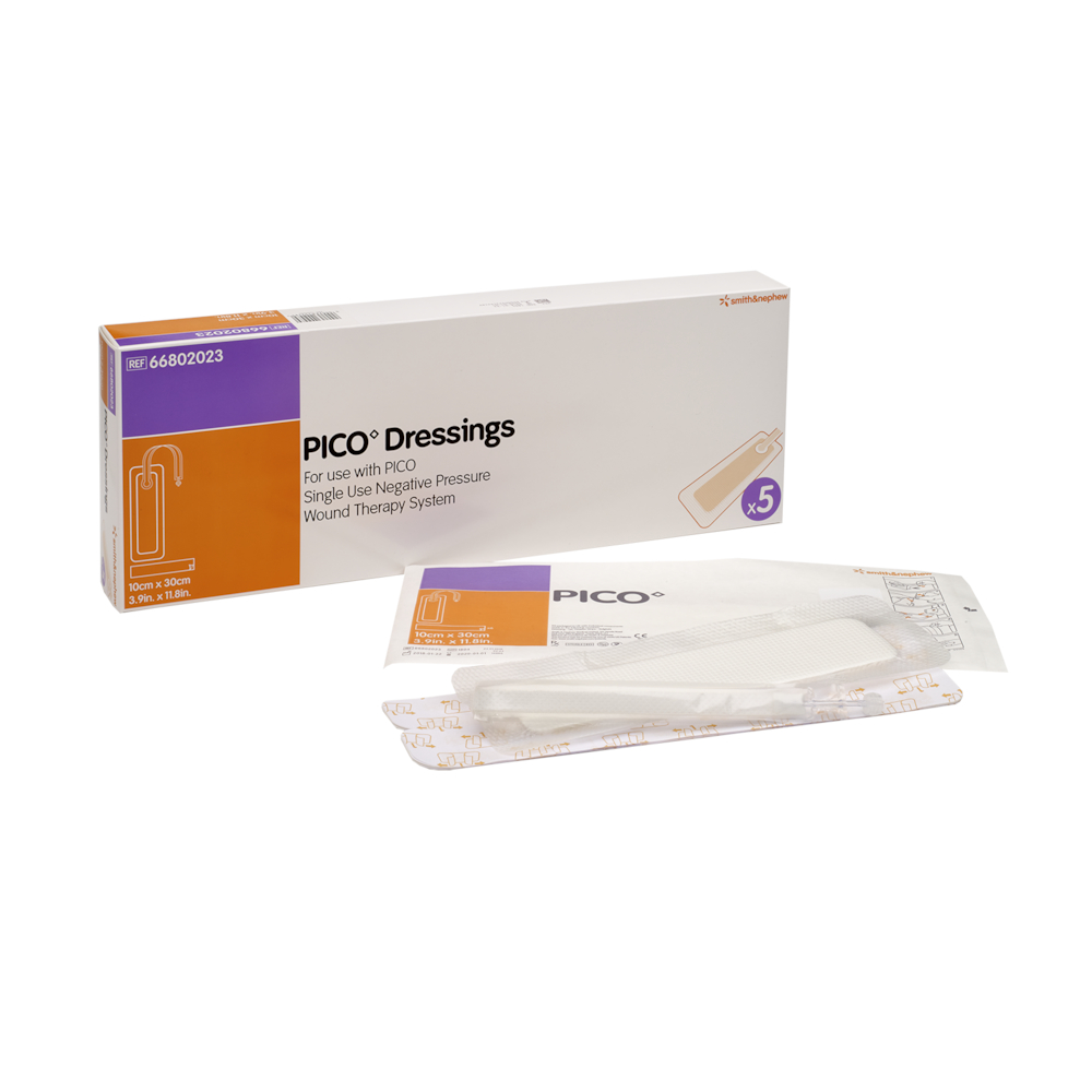 Negativ trykterapi, Pico, 10x30cm, bandagepakke med 5 bandager, steril, engangs