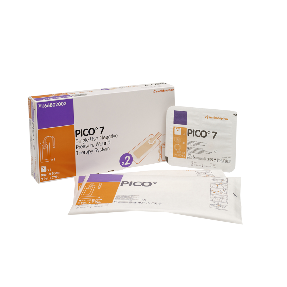 Negativ trykterapi, Pico 7, 10x20cm, kit med 1 pumpe og 2 bandager, steril