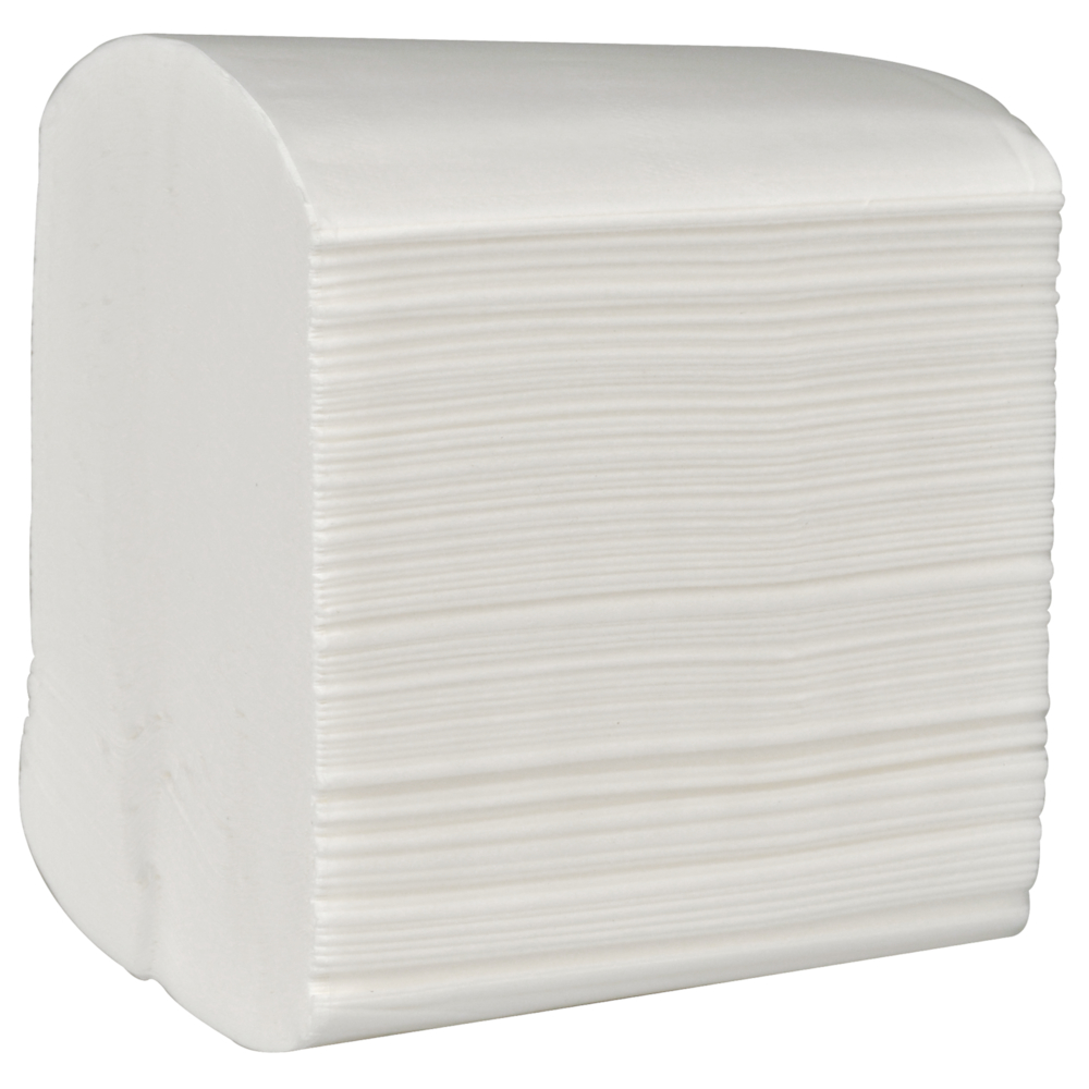 Toiletpapir i ark, neutral, 2-lags, V-fold, 21x11cm, hvid, 100% nyfiber