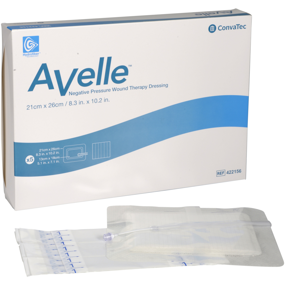 Negativ trykterapi, Avelle, 21x26cm, hvid, bandagepakke med 5 bandager, steril