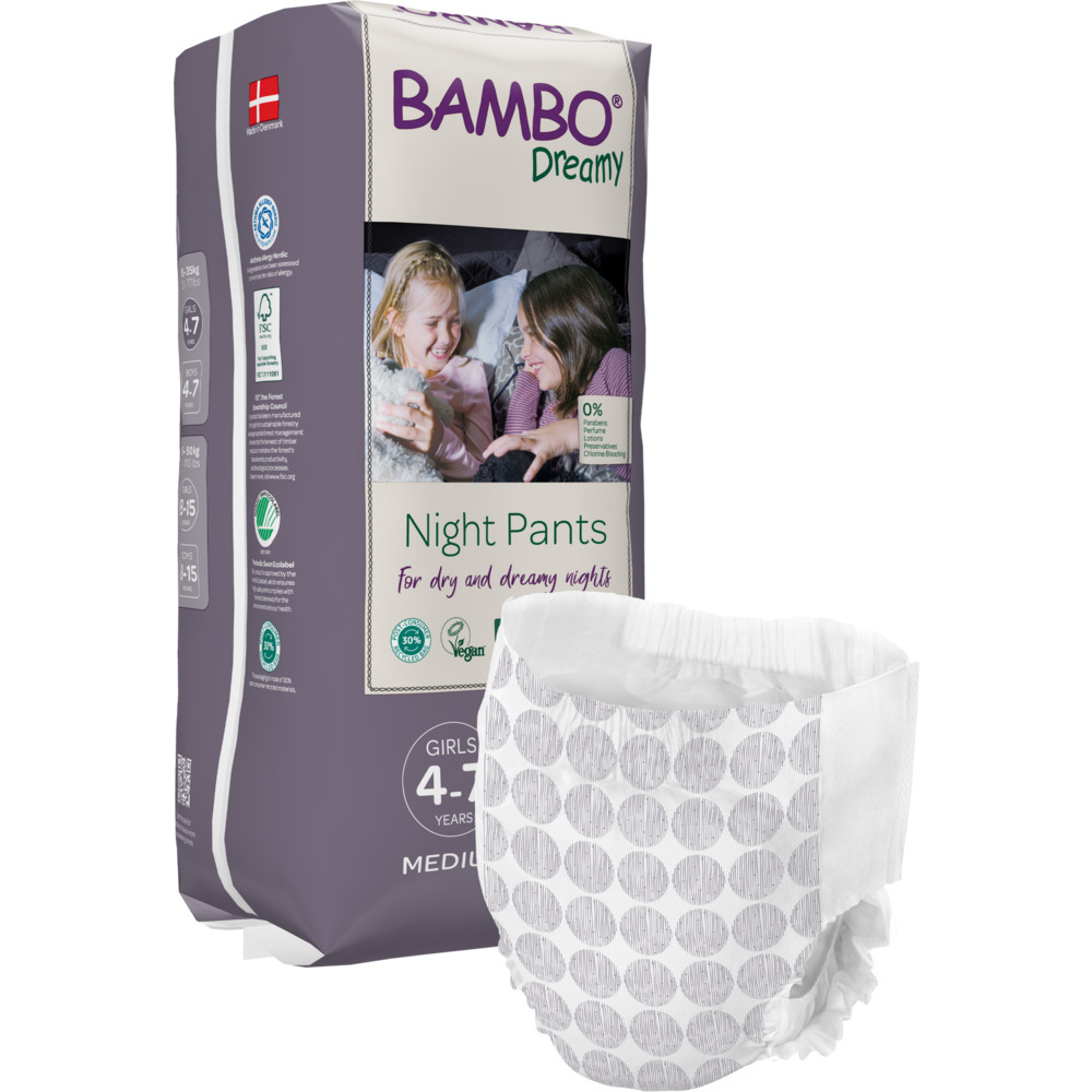 Børneble, bukseble, Bambo Dreamy Night Pants, 15-35 kg