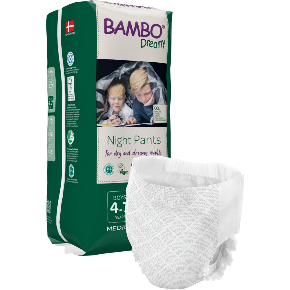 Børneble, bukseble, Bambo Dreamy Night Pants, 4-7 år, 15-35 kg