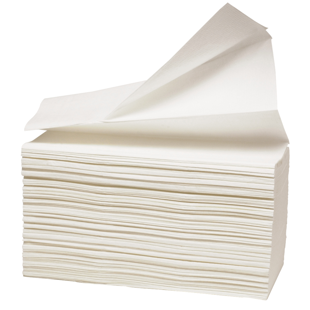 Håndklædeark, ABENA Care-Ness Excellent Plus, 2-lags, Z-fold, 24x20,3cm, 8 cm, hvid, 100% nyfiber