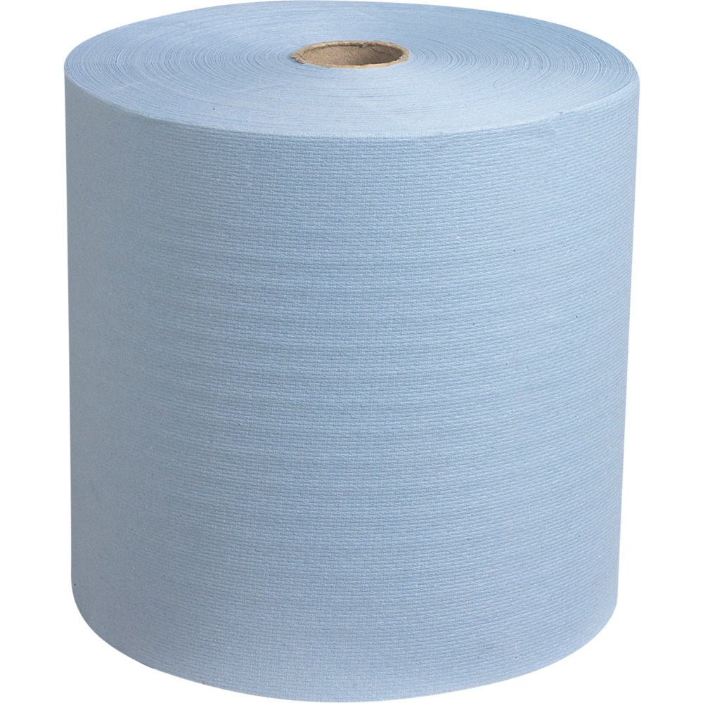 Håndklæderulle, Kimberly-Clark Scott, 1-lags, 304m x 20cm, Ø20cm, blå, 100% genbrugspapir, airflex