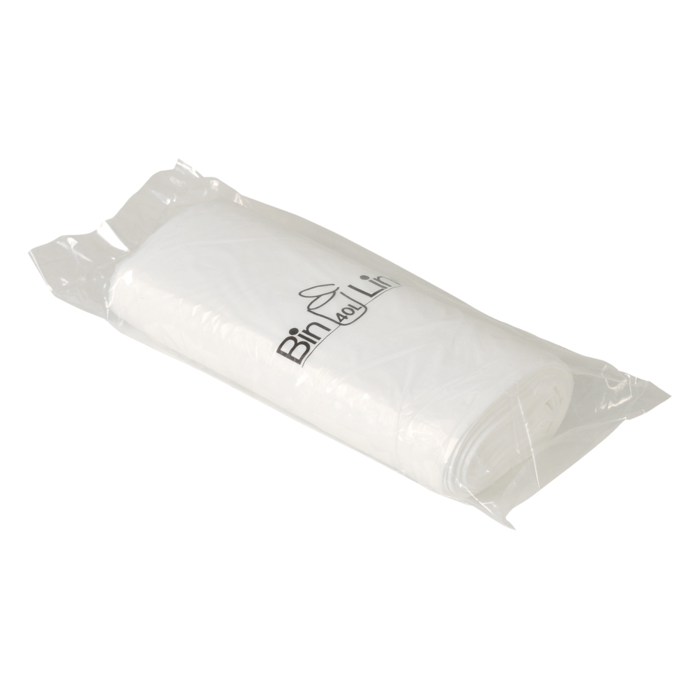 Spandepose med stjernebund, ABENA Bin-Line, 40 l, hvid, LLDPE/virgin, 60x90cm