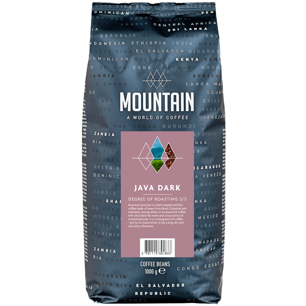 Kaffe, BKI Mountain Java, helbønner, 1 kg