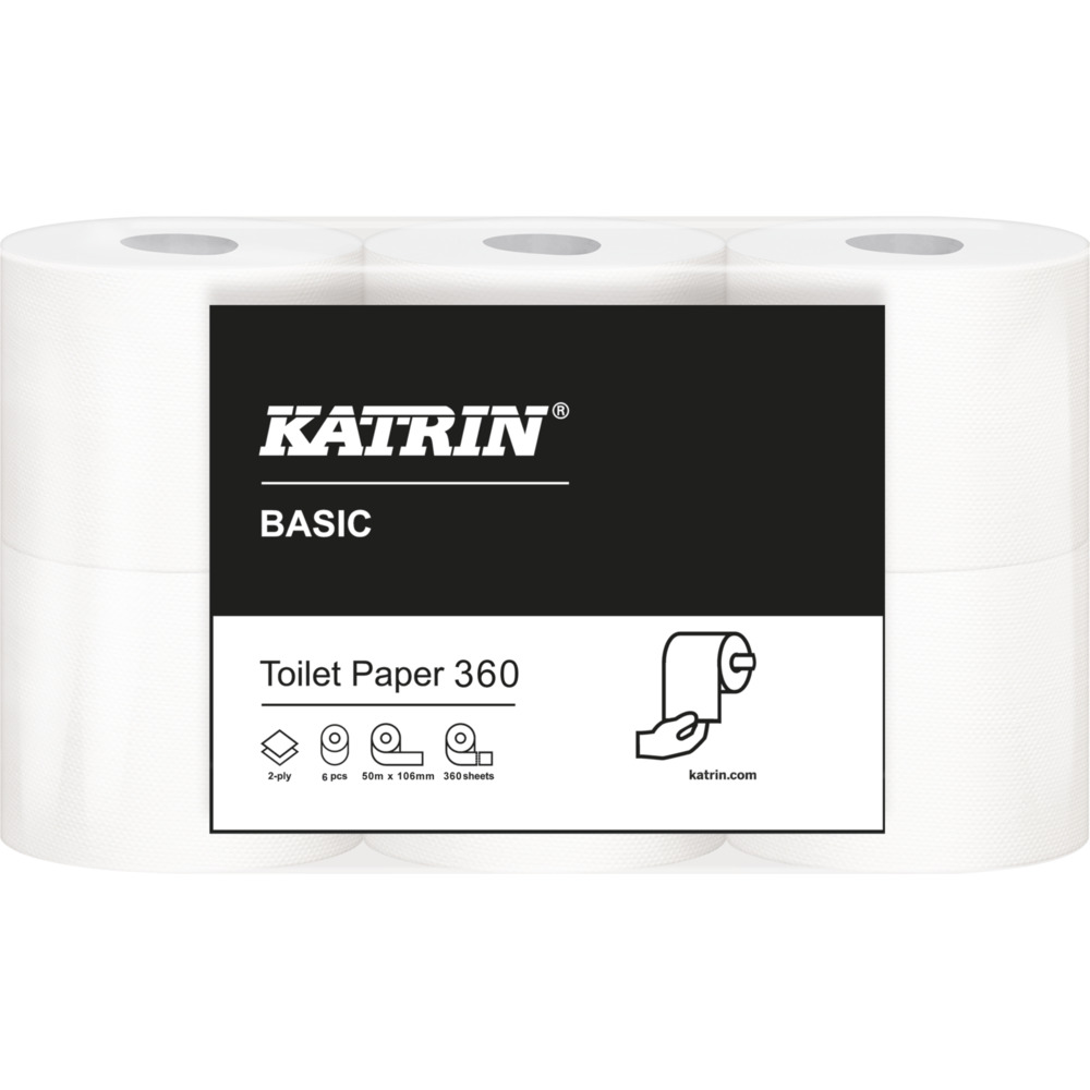 Toiletpapir, Katrin Basic, 2-lags, 50,4m x 10,6cm, Ø12cm, natur, 100% genbrugspapir