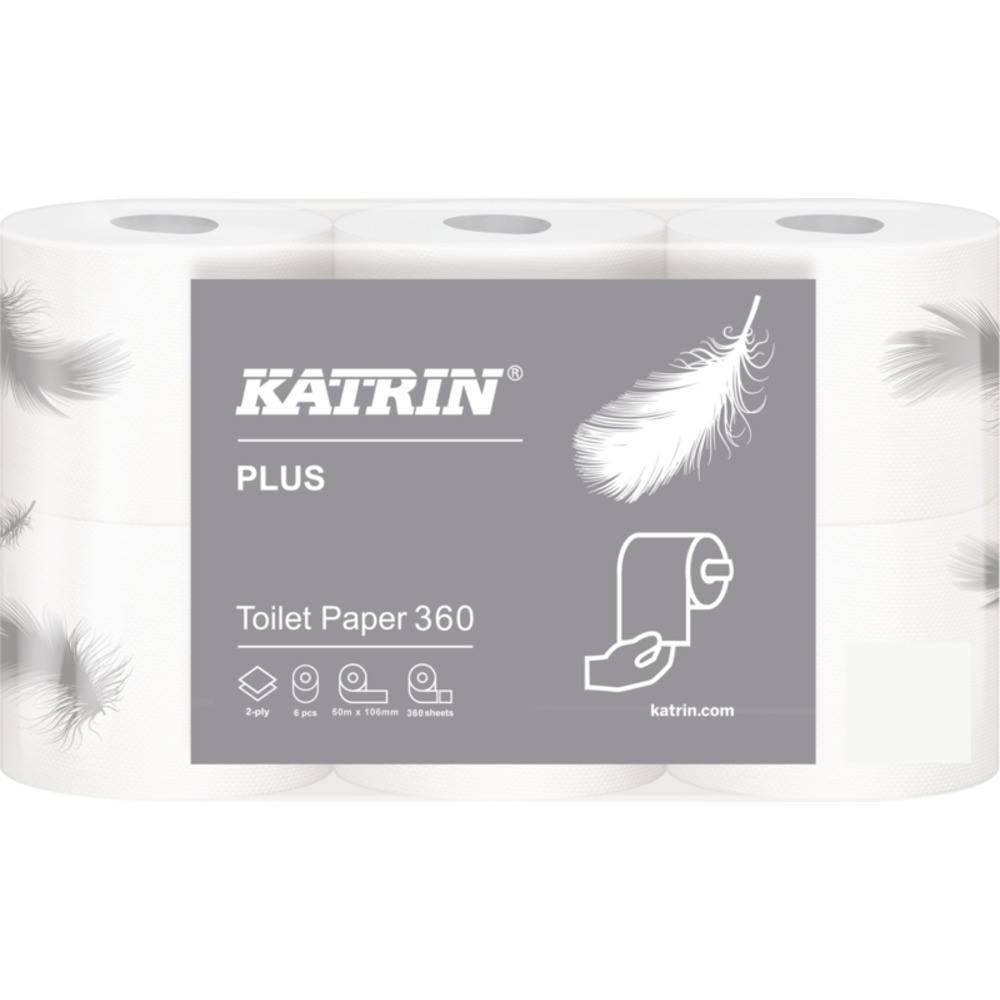 Toiletpapir, Katrin Plus, 2-lags, 50m x 10,4cm, Ø11,6cm, hvid, 100% nyfiber