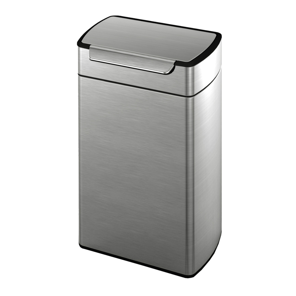 Affaldsspand, Simplehuman Touch-Bar bin, 40 l, stål mat, rustfrit stål, 40 l, inderspand i plast, dæmpet lukkefunktion og sikret mod fingeraftryk.