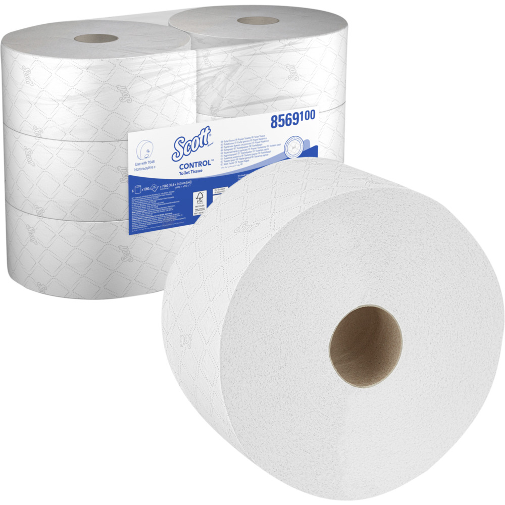 Toiletpapir, Kimberly-Clark Scott, 2-lags, 314m x 10,6cm, hvid, 100% genbrugspapir