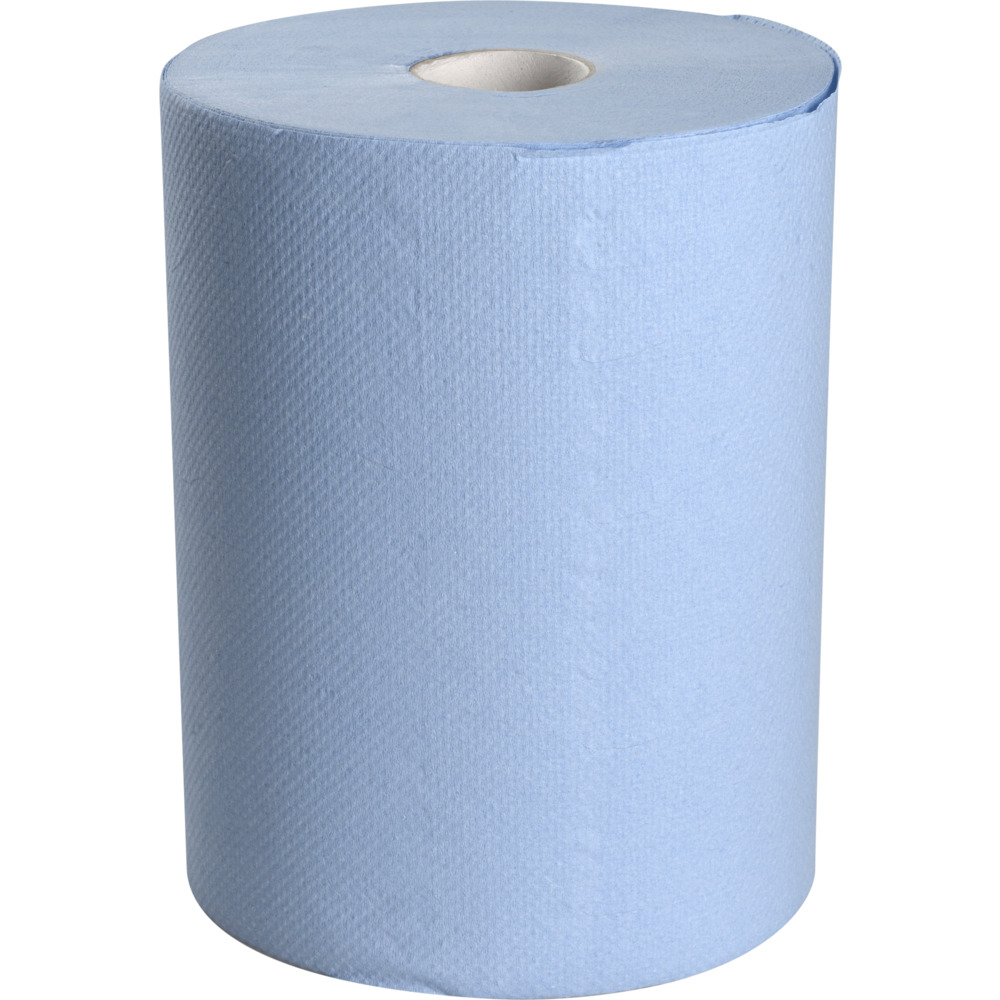 Håndklæderulle, 2-lags, 100m x 20,3cm, Ø15,8cm, blå, blandingsfibre