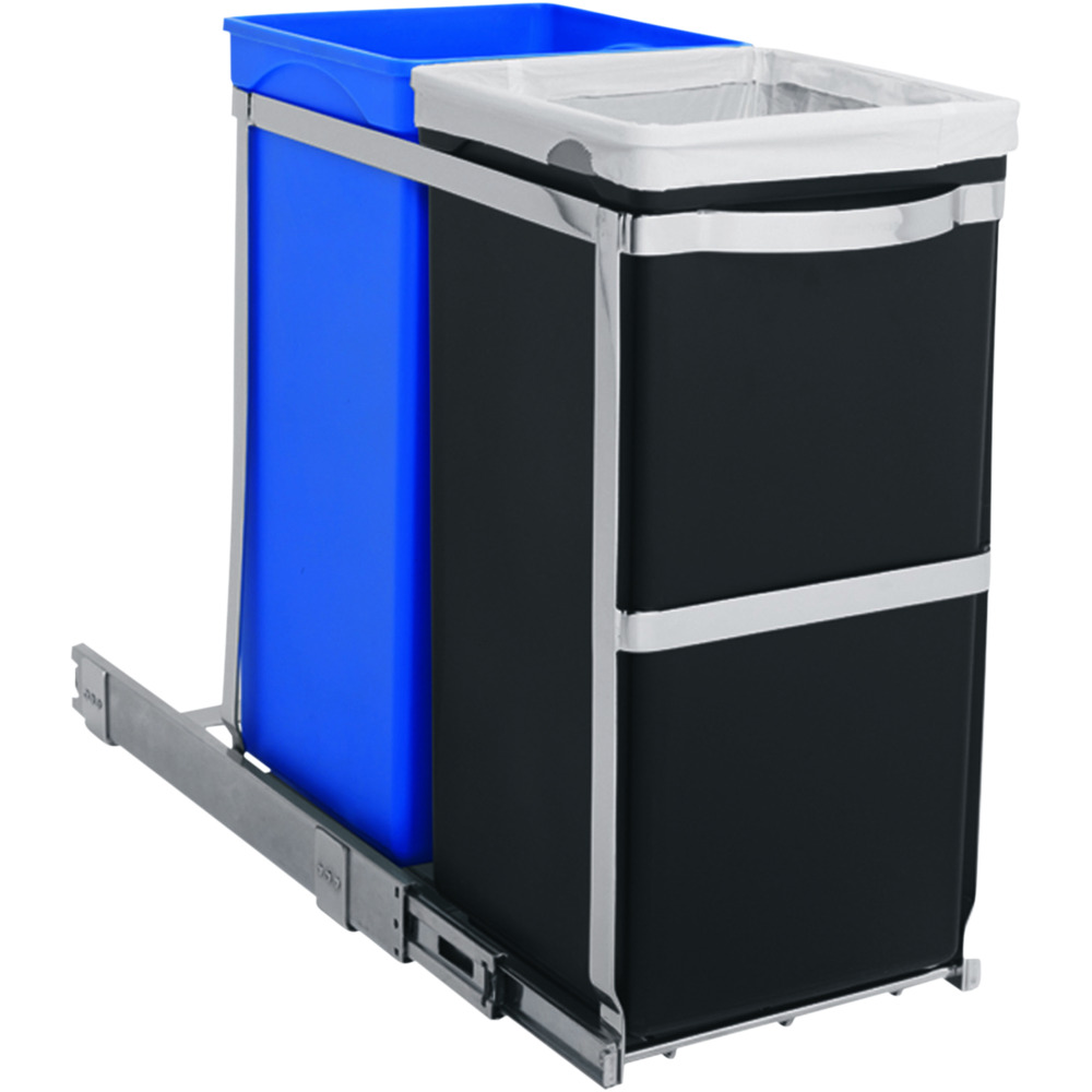 Affaldsspand, Simplehuman Pull-out Recycler Bin, 35 l, flerfarvet, plast/stål, 2-rums, 20+15 l, med to spande