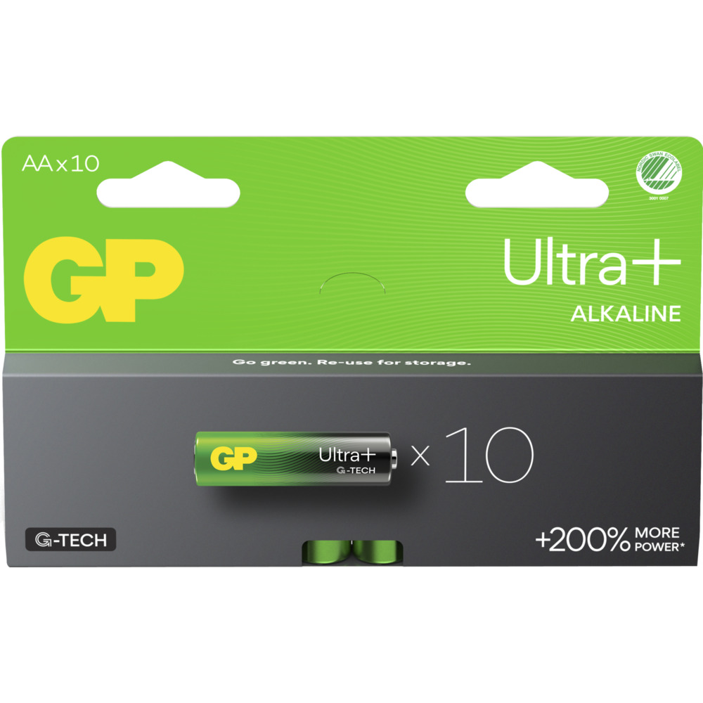 Batteri, GP Ultra Plus, Alkaline, AA, 10-pak