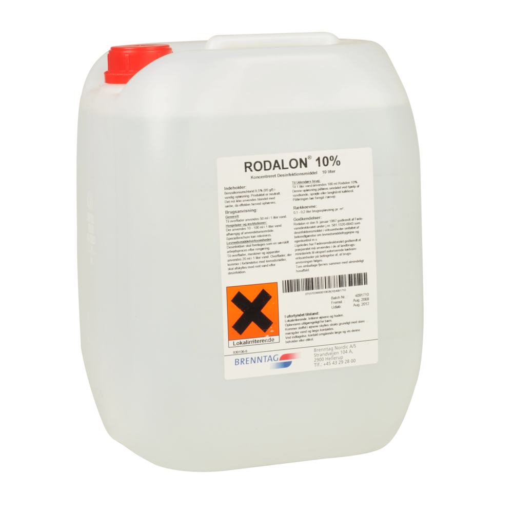 Overfladedesinfektion, Rodalon, 11,5x18x28cm, 10000 ml, 10% Kvartnære Amoniumforbindelser