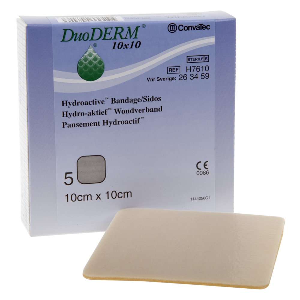 Hydrokolloid bandage, DuoDERM Standard, 10x10cm, latexfri, steril