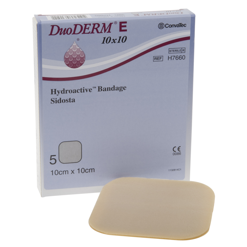 Hydrokolloid bandage, DuoDERM E, 10x10cm, latexfri, steril, engangs