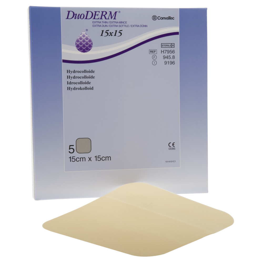 Hydrokolloid bandage, DuoDERM Extra Thin, 15x15cm, latexfri, steril, engangs
