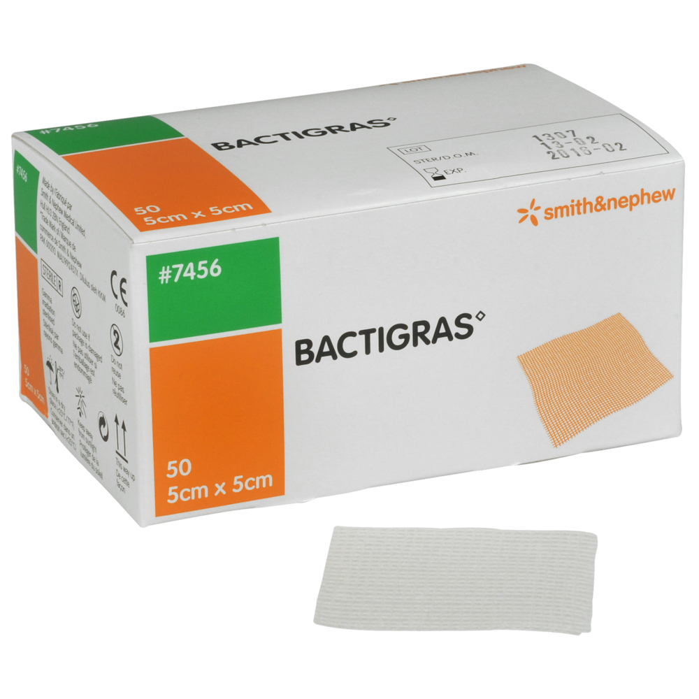 Salvekompres, Bactigras, 5x5cm, med klorhexidin, steril