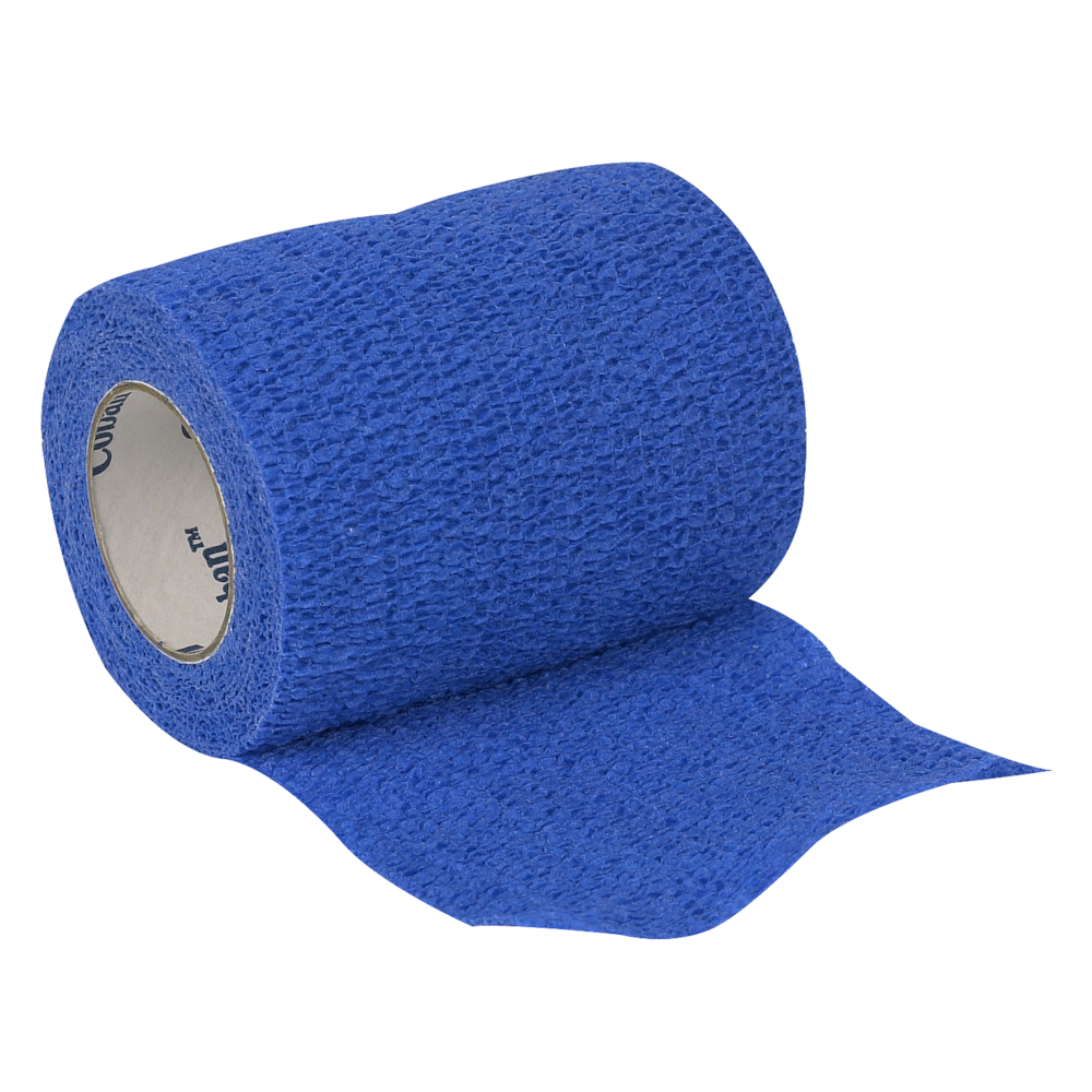 Kortstræksbind, Coban, 4,6m x 7,5cm, blå, selvhæftende, latex, usteril