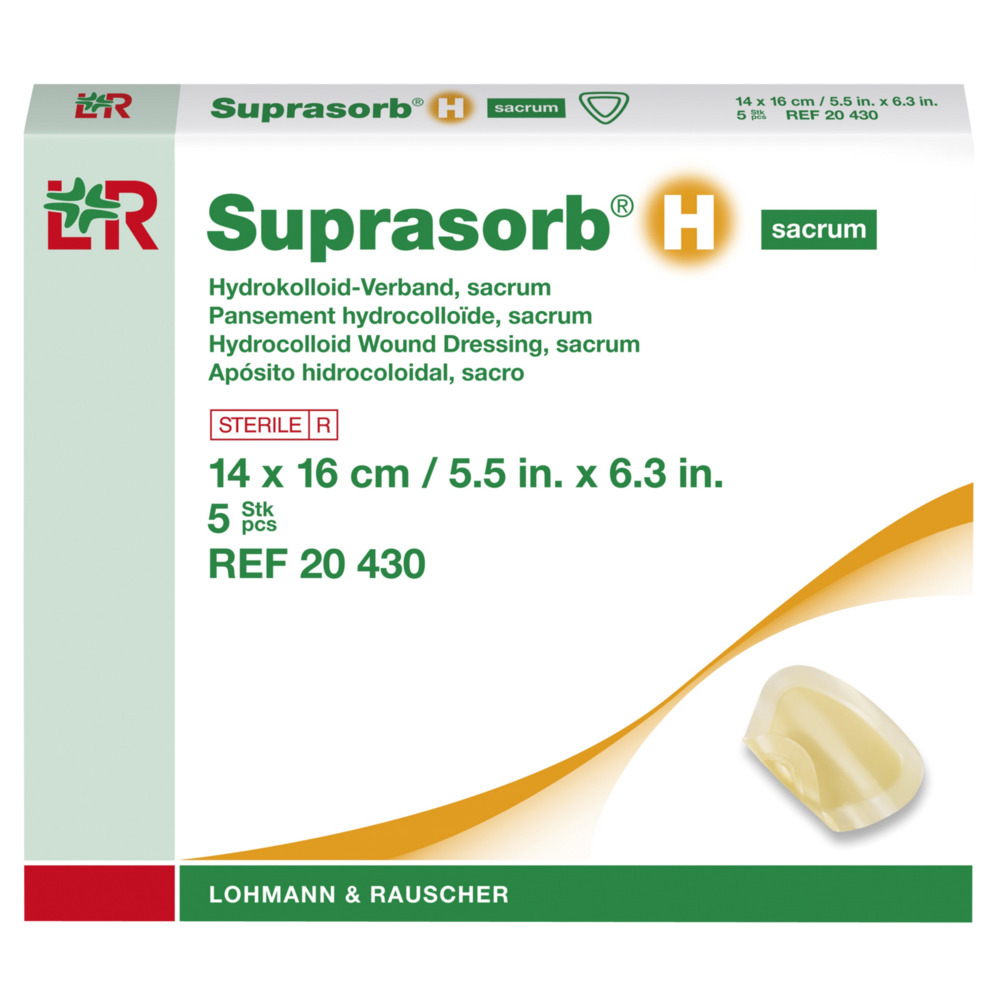 Hydrokolloid bandage, Suprasorb H, 16x14cm, sacrum, steril, engangs