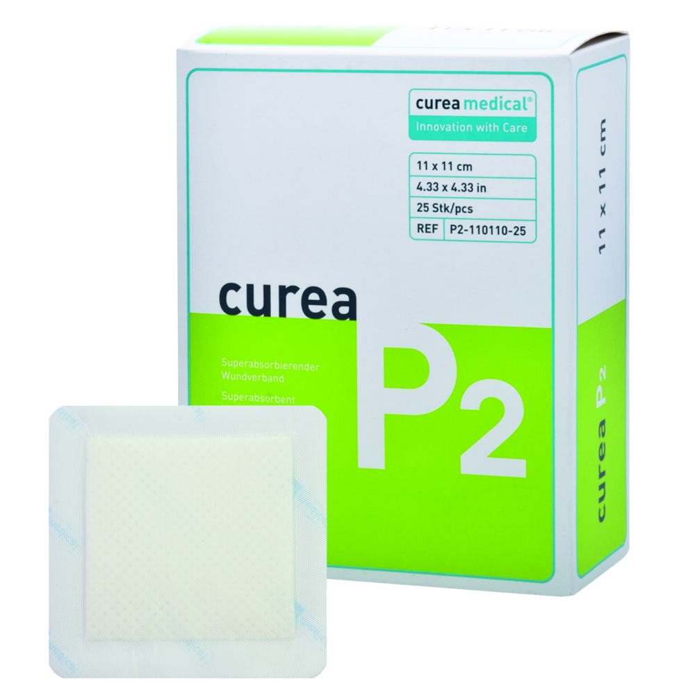 Superabsorberende bandage, Curea P2, 11x11cm, hvid, uden klæber, steril, engangs