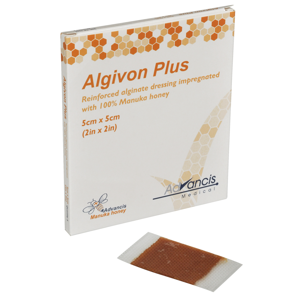 Honningbandage, Algivon Plus, 5x5cm, alginat, uden klæber, latexfri, steril, engangs