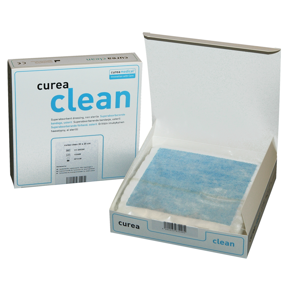 Superabsorberende bandage, Curea Clean, 15x15cm, uden klæber, usteril