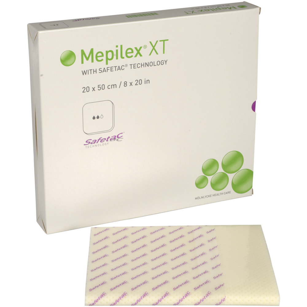 Skumbandage, Mepilex XT, 50x20cm, m/silikonekontaktlag, u/klæb, latexfri, steril, engangs