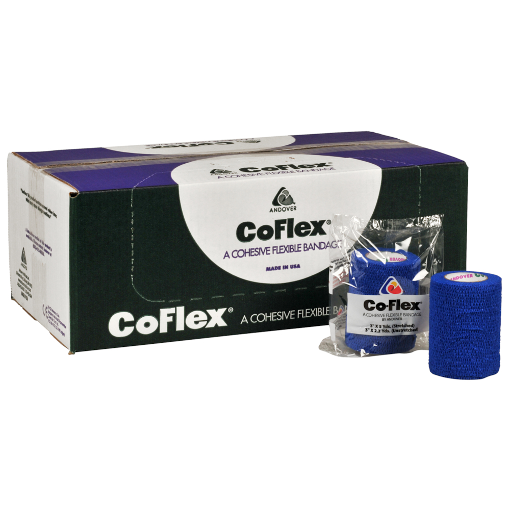 Kortstræksbind, Coflex, 4,5m x 7,5cm, blå, selvhæftende, latex, usteril