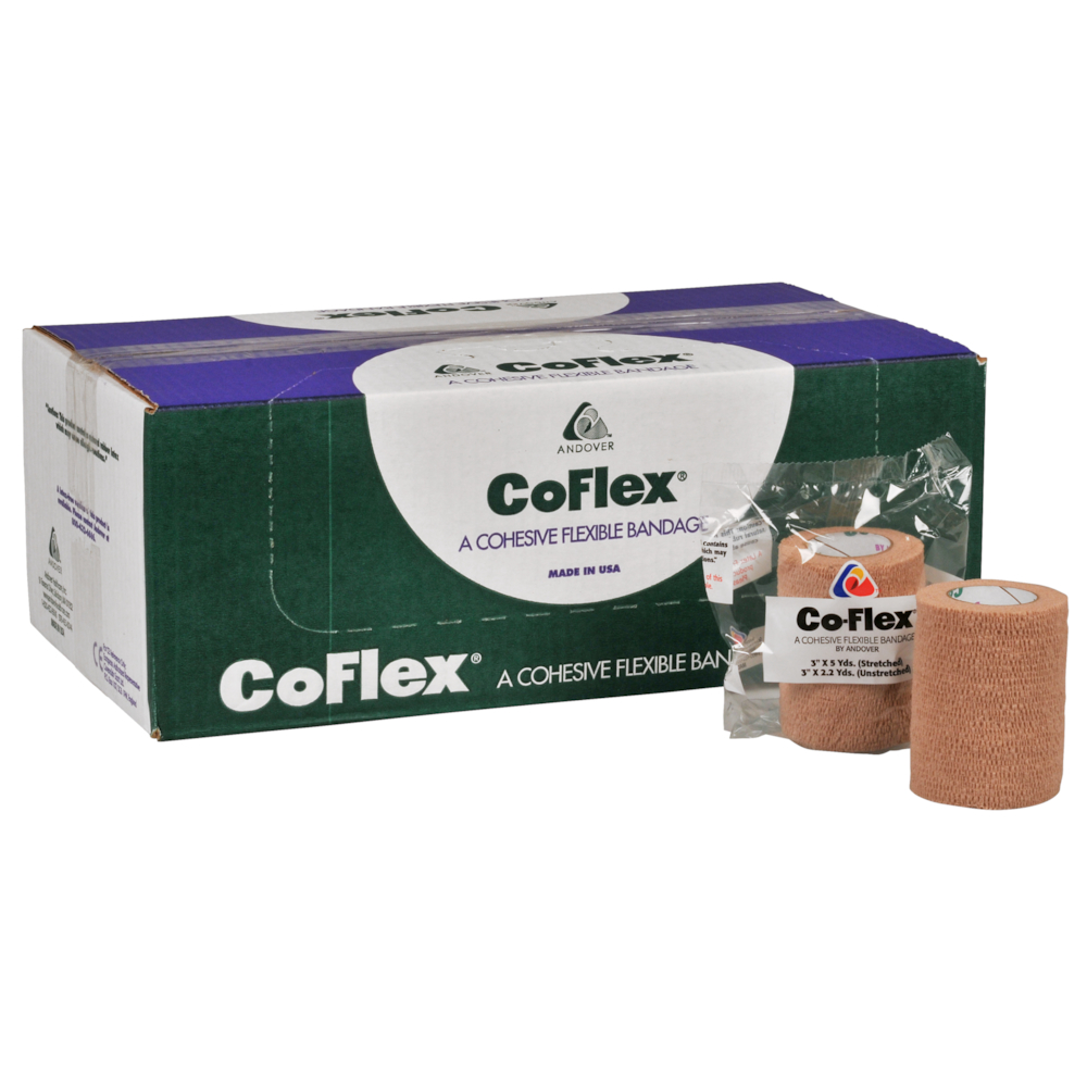 Kortstræksbind, Coflex, 4,5m x 7,5cm, beige, selvhæftende, latex, usteril