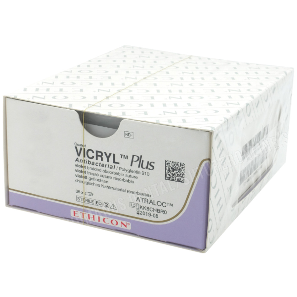 Sutur, Vicryl Plus, 45cm, 4-0, P-3 nål, ufarvet, multifil resorberbar, MPVCP494H