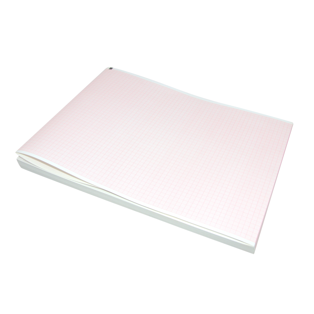EKG papir, Schiller, Z-fold, 60m x 21x28cm, lyserød