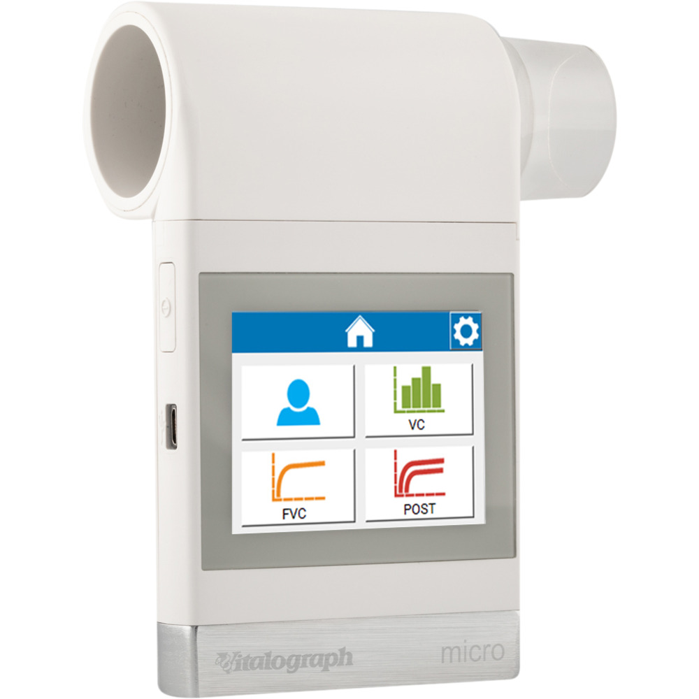 Micro Spirometer, Vitalograph, micro, hvid, kompakt, letvægts- og håndholdt model med Fleisch teknologi