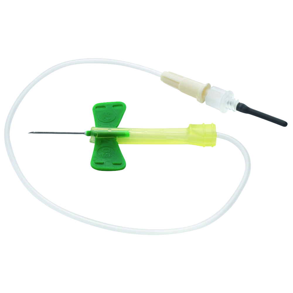 Blodprøvetagningskanyle, BD Vacutainer Safety-Lok, grøn, 21G, 0,8 x 19mm, 30cm slange, steril