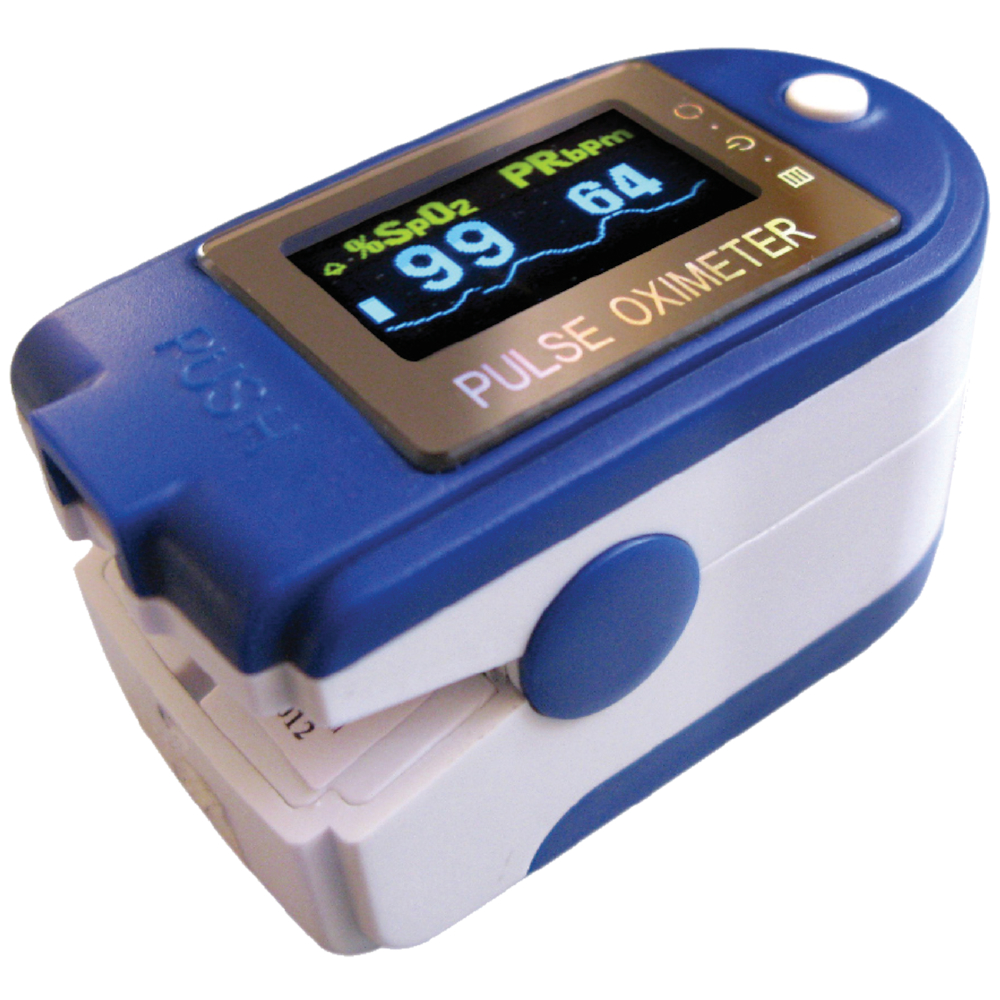 Pulsoximeter, til finger, med alarmfunktion og software for dataoverførselKan bruge til både børn og voksne.