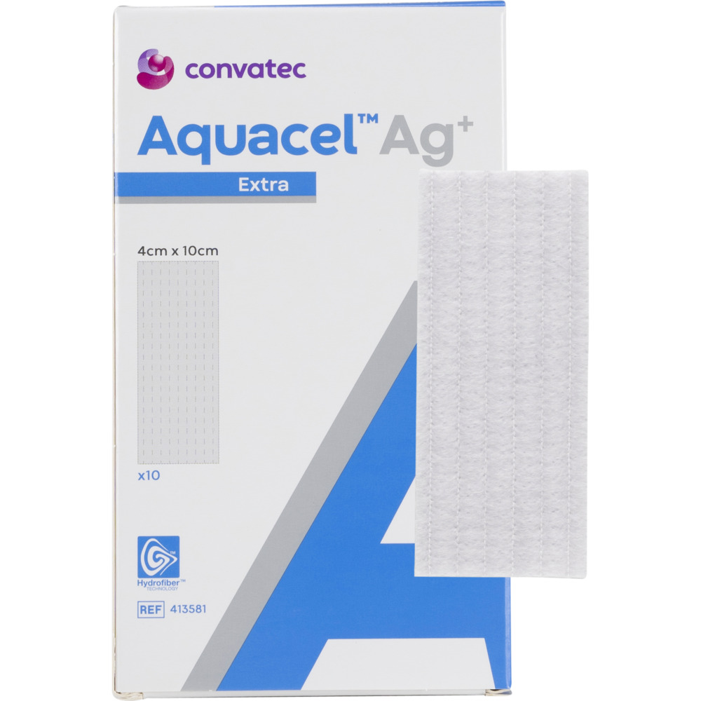 Sølvbandage, Aquacel Ag+ Extra, 10x4cm, latexfri, steril, engangs