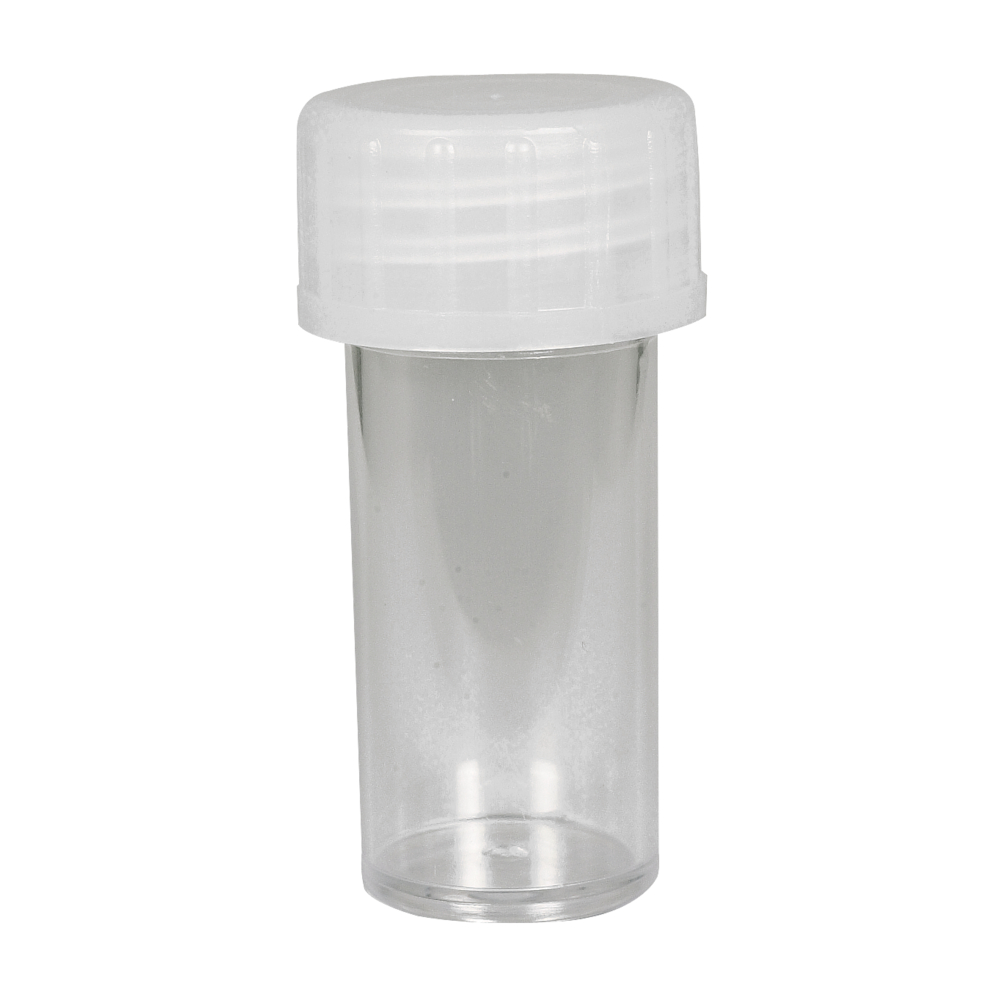 Urinprøveflaske, 15 ml, transparent, med skruelåg