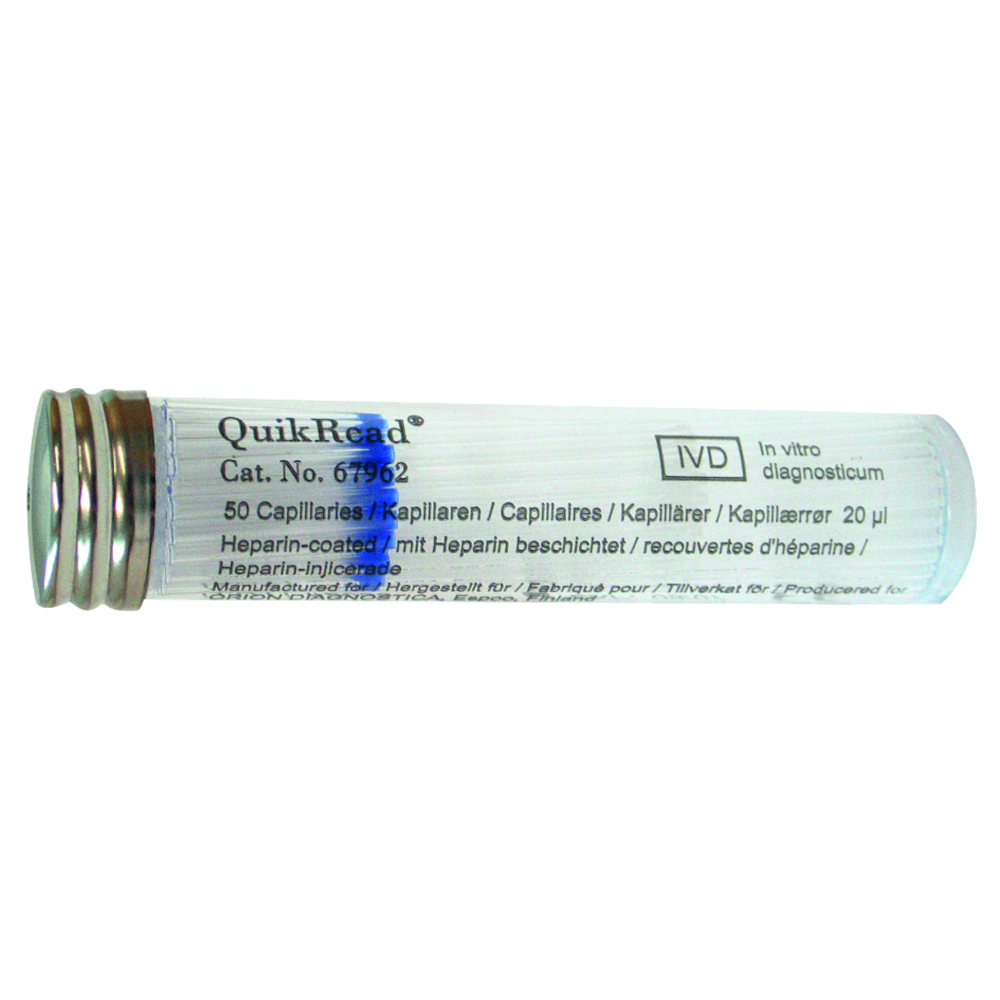 Kapillærrør, QuikRead, 20 µl, 20 g