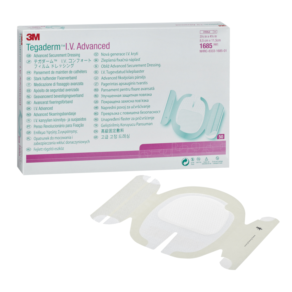 IV-fiksering, Tegaderm I.V. Advanced, 11,5x8,5cm, transparent, latexfri, steril