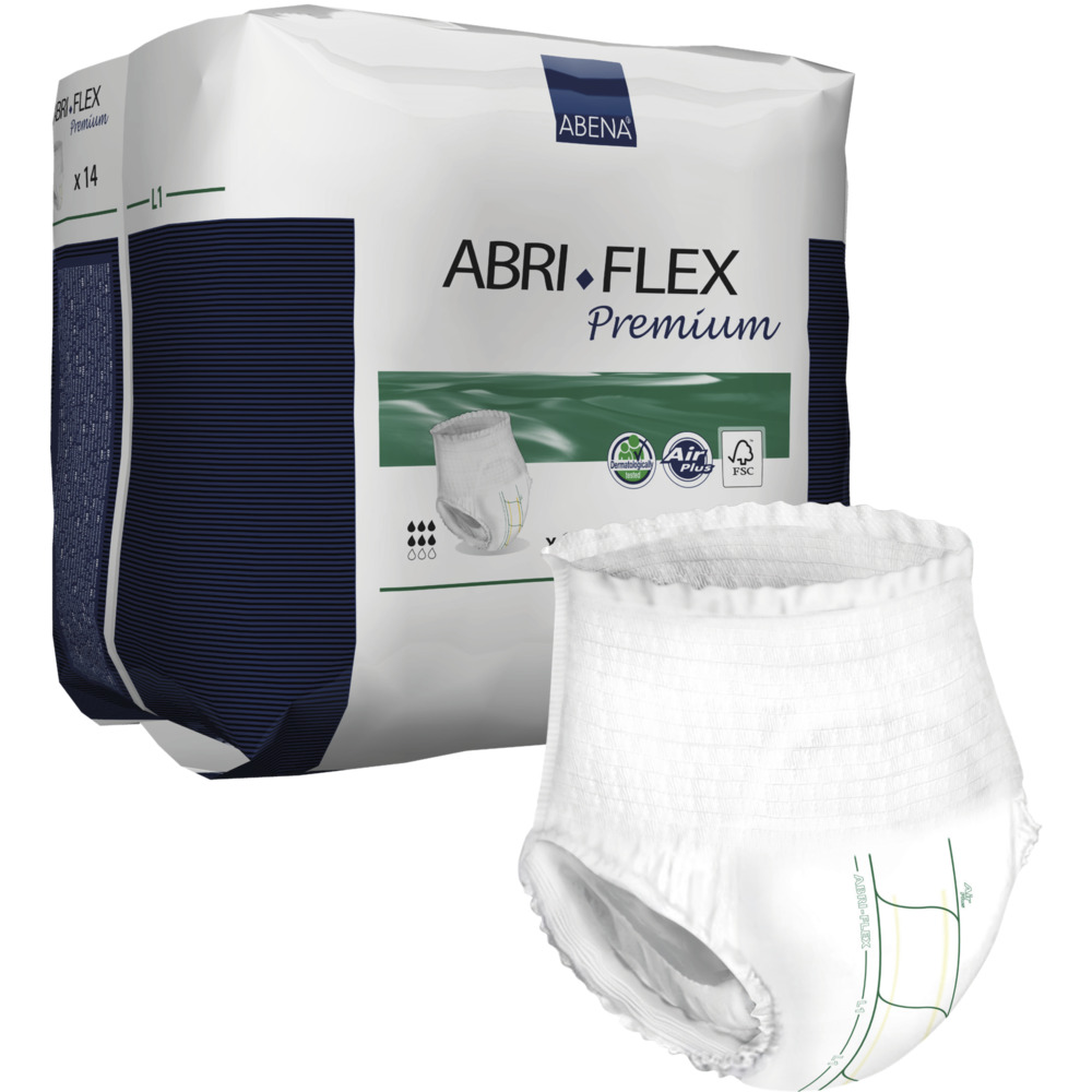 Bukseble, ABENA Abri-Flex, L1, hvid, grøn farvekode, Premium