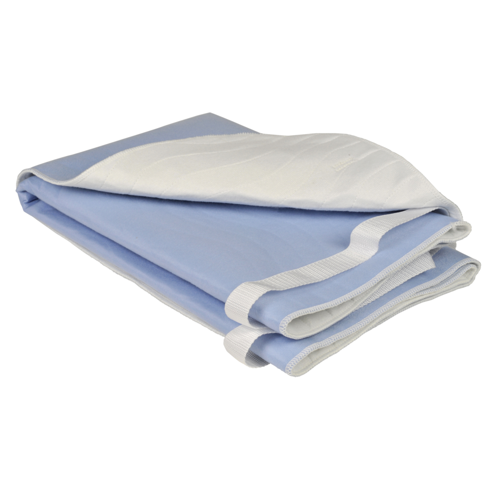 Underlag, ABENA Abri-Soft Washable, 85x75cm, lyseblå, polyester/rayon/TPU, med håndtag