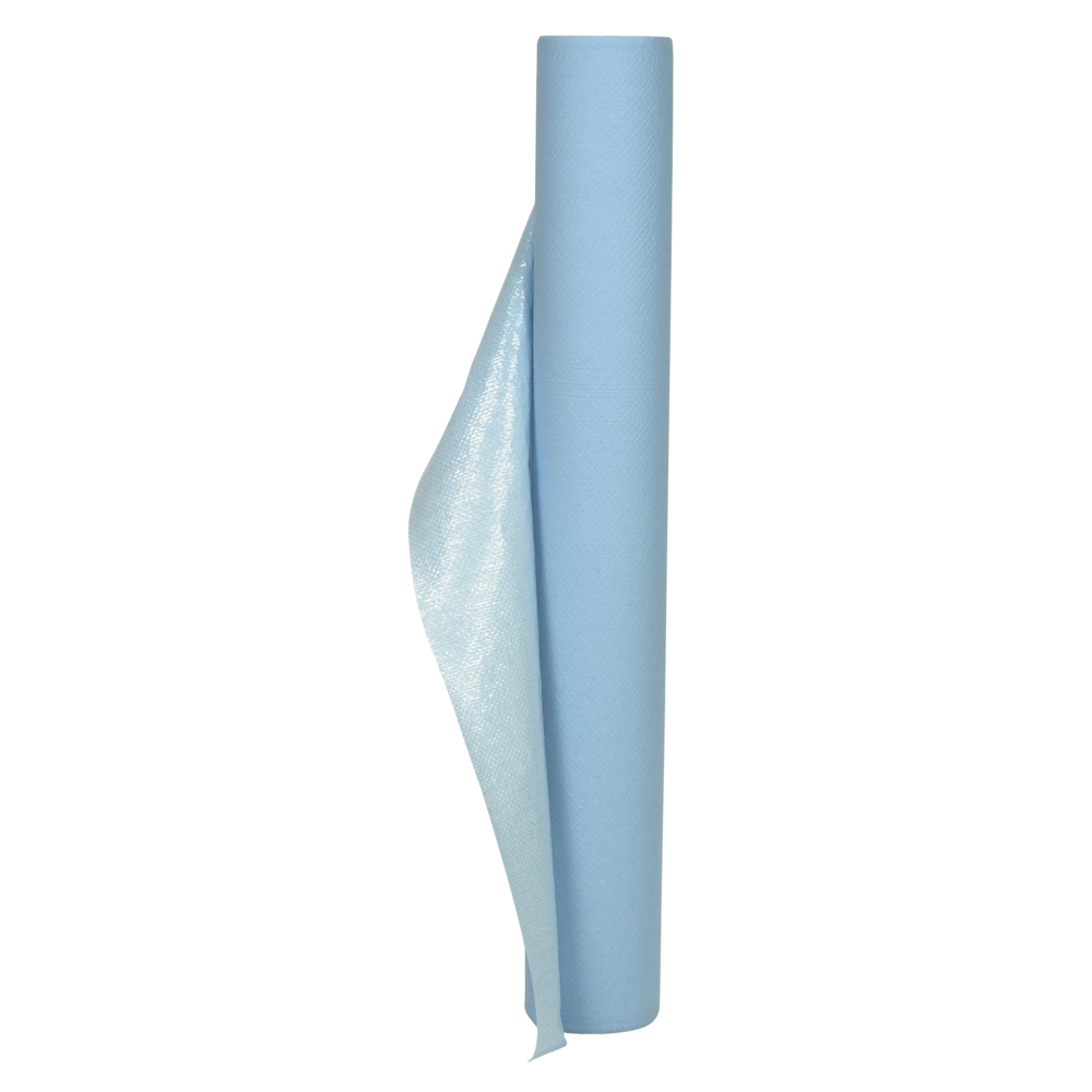 Lejepapir, neutral, 1-lags, 65m x 50cm, Ø10cm, lyseblå, papir/PE, med PE-belægning, uperforeret