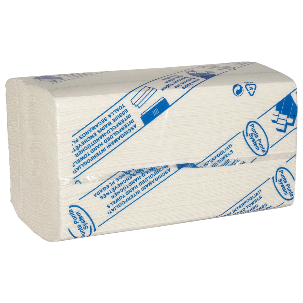 Håndklædeark, ABENA Care-Ness Excellent, 3-lags, W-fold, 42x22cm, 10,5 cm, hvid, 100% nyfiber